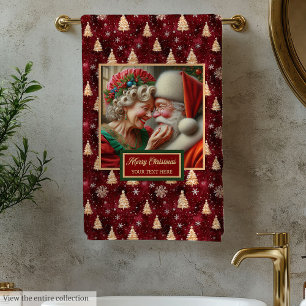 Liebliche Mr. und Mrs. Claus Red Gold Badtuch Badhandtuch Set