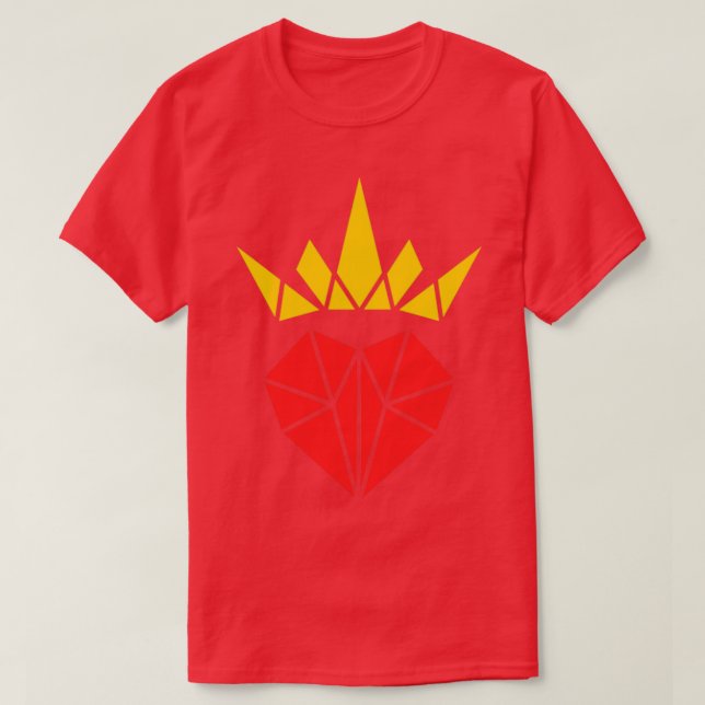 Liebliche Origami Crowned Herz Phantastische Gesch T-Shirt (Design vorne)
