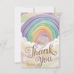 Liebliche Pastel Rainbow und Wolken Dankeskarte