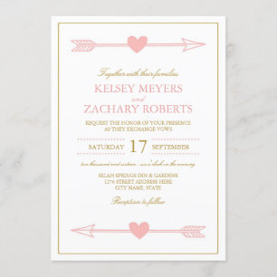 Liebliche Pfeile Einladung Hochzeit / Blush & Gold