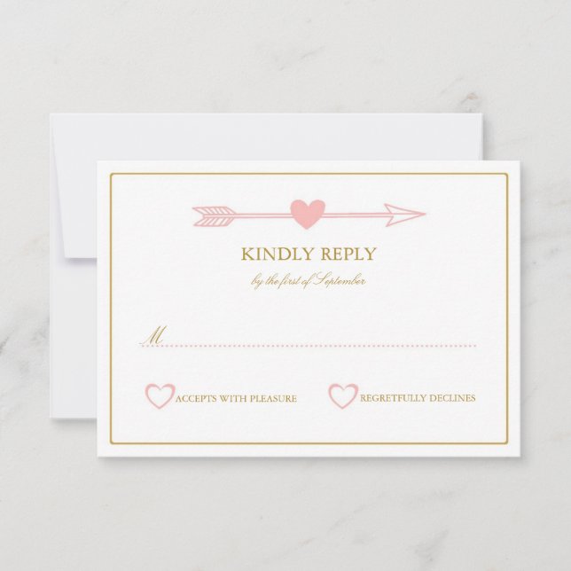 Liebliche Pfeile mit RSVP-Karte / Blush & Gold RSVP Karte (Vorderseite)