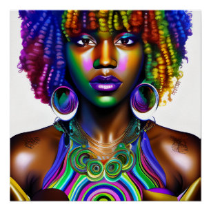 Liebliche Queen Rainbow Niedlich Black Melanin Afr Poster