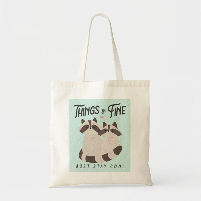 Liebliche Raccoons-Karte, die Dinge sind gut, Racc Tragetasche (Vorne)