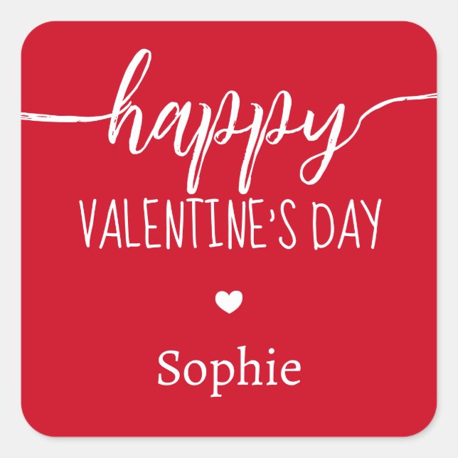 Liebliche Red Valentine Geschenkkleber Quadratischer Aufkleber (Vorderseite)