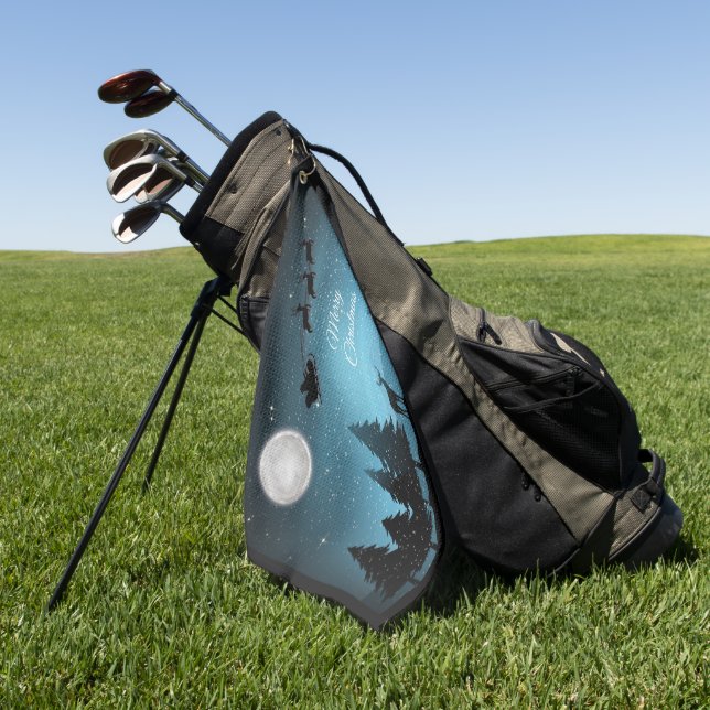 Liebliche Reindeer At Night Golfhandtuch (Gras)