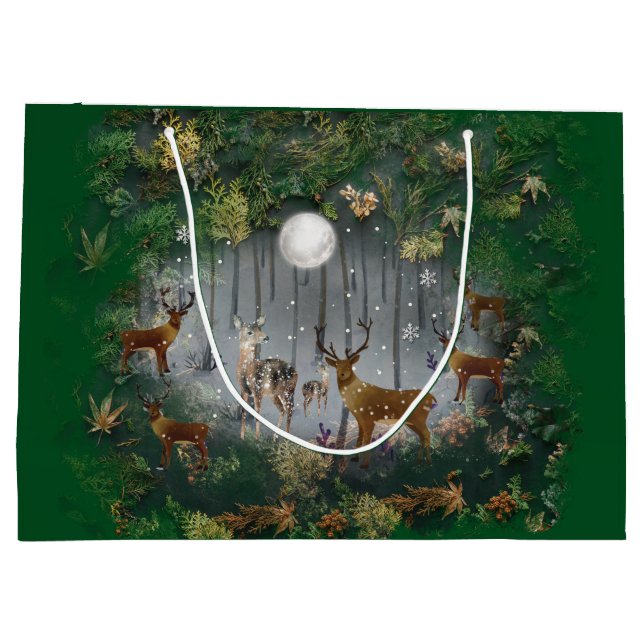 Liebliche Reindeer At Night Große Geschenktüte (Rückseite)