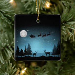 Liebliche Reindeer At Night Keramikornament
