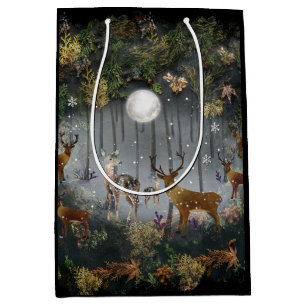 Liebliche Reindeer At Night Mittlere Geschenktüte