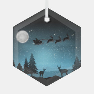 Liebliche Reindeer At Night Ornament Aus Glas