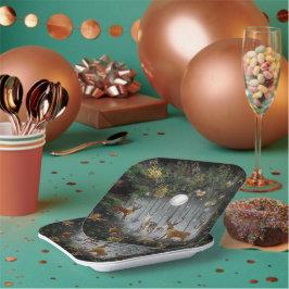 Liebliche Reindeer At Night Pappteller