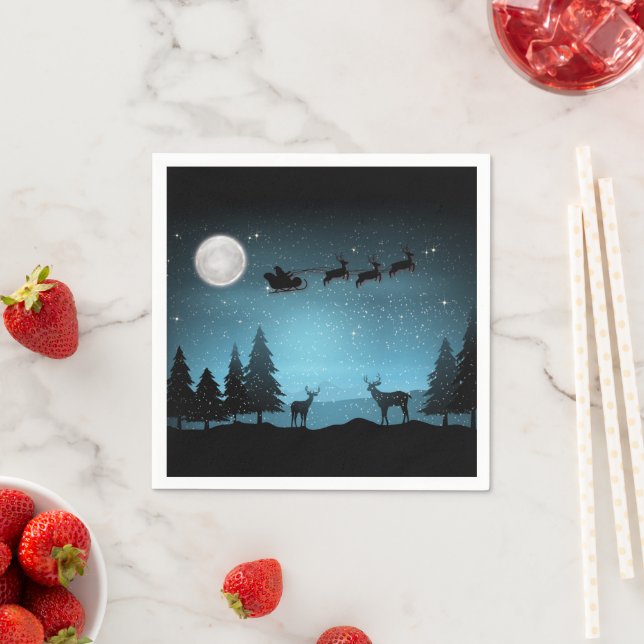 Liebliche Reindeer At Night Serviette (Beispiel)