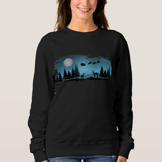 Liebliche Reindeer At Night Sweatshirt (Vorderseite)