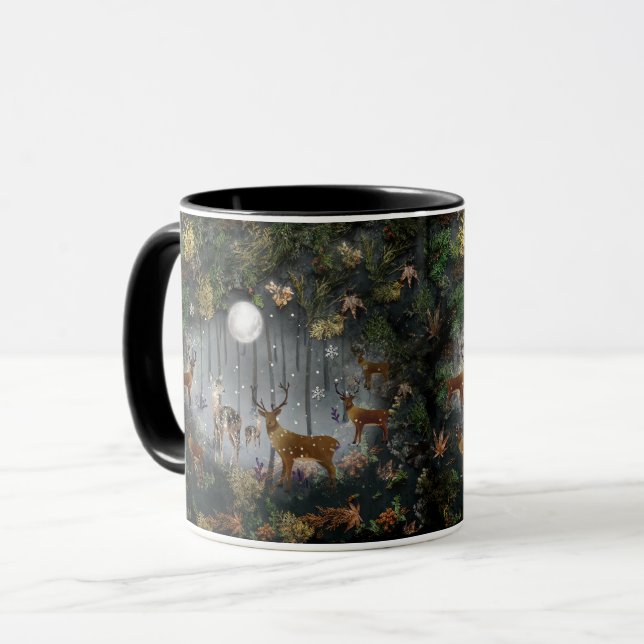 Liebliche Reindeer At Night Tasse (Vorderseite Links)