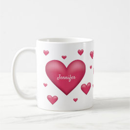 Liebliche rosa Herzen mit Personalisiertem Namen Kaffeetasse