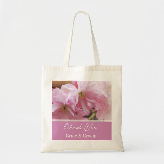 Liebliche rosa Kirschblüte Frühlingsfrühling Hochz Tragetasche (Vorne)