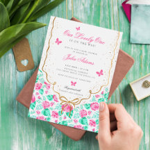 Liebliche rosa Rosenblume goldene Schleife Baby-Ei