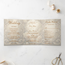 Liebliche Rose Hochzeit Dreifach Gefaltete Einladung