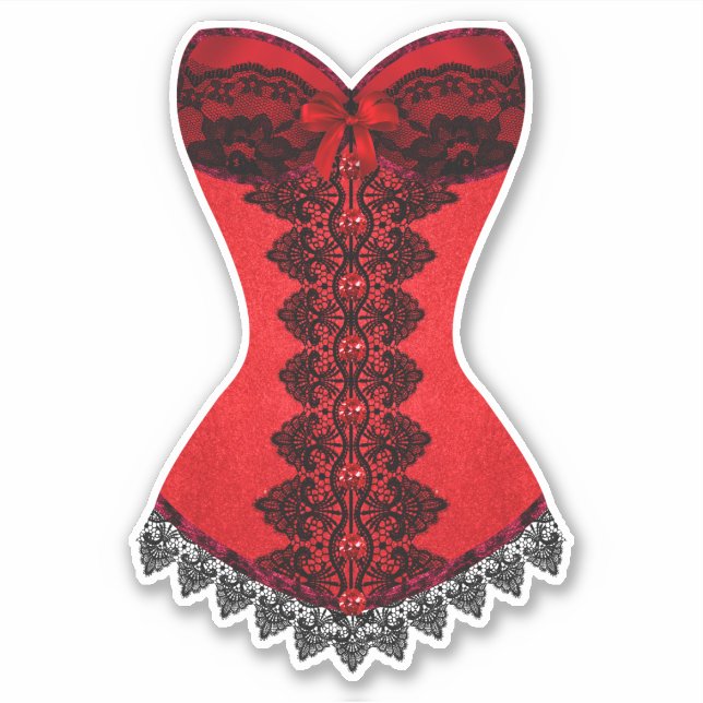 Liebliche rote und schwarze Lingerie Aufkleber (Vorderseite)