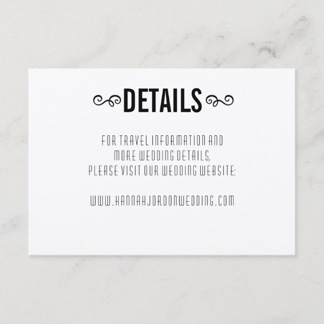 Liebliche rustikale Hochzeitsdetails Begleitkarte (Vorderseite)