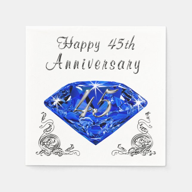 Liebliche Sapphire 45. Hochzeit Jubiläum Napkins Serviette (Vorderseite)