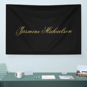 Liebliche Schicke Kalligrafie Name Schwarz & Gold Banner