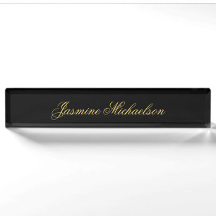 Liebliche Schicke Kalligrafie Name Schwarz & Gold Namensplakette