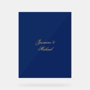 Liebliche Schicke Kalligrafie-Paarnamen Blau & Gol Acrylschild
