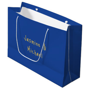 Liebliche Schicke Kalligrafie-Paarnamen Blau & Gol Große Geschenktüte
