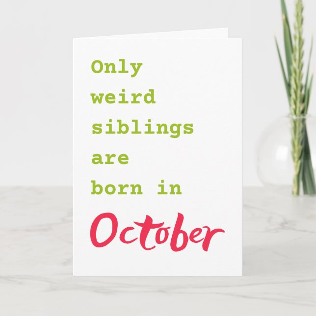 Liebliche Schwester, Schwester, Oktober Geburtstag Karte (Vorderseite)