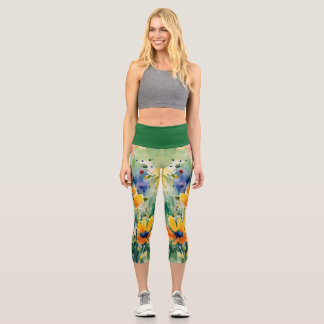 Liebliche süße Blume und Rose Capri Leggings
