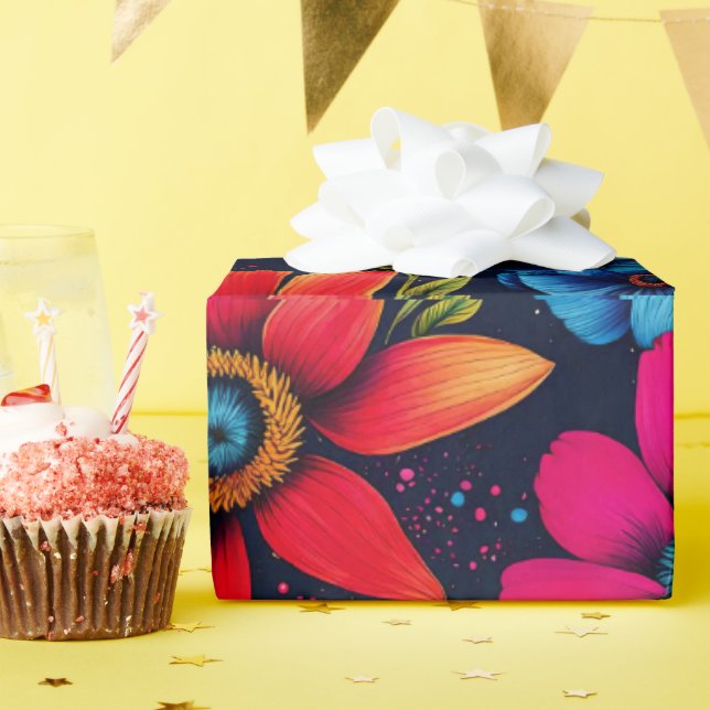 Liebliche süße Blume und Rose Geschenkpapier (Geburtstagsparty)