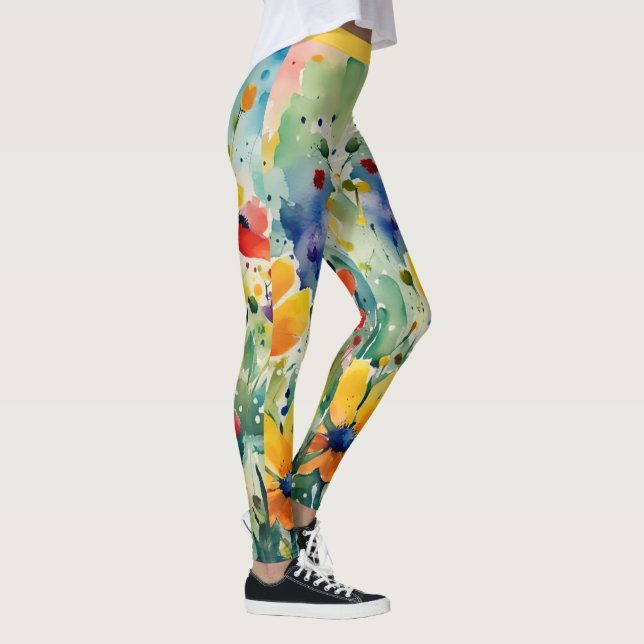 Liebliche süße Blume und Rose Leggings (Rechts)