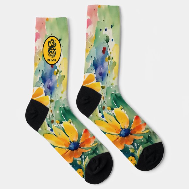 Liebliche süße Blume und Rose Socken (Rechts)