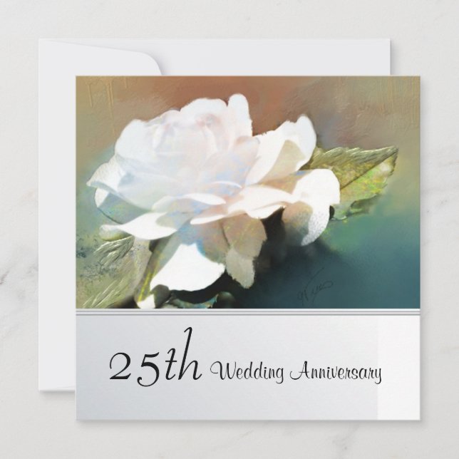Liebliche Tea Rose 25. Hochzeitstag Einladung (Vorderseite)