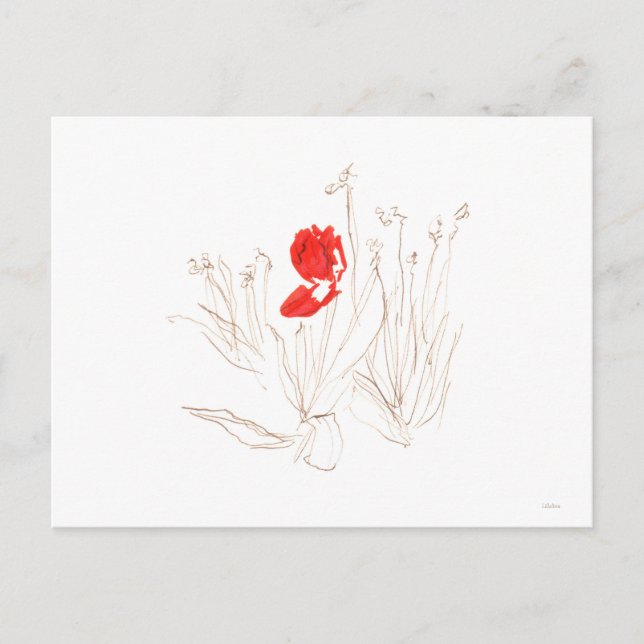 Liebliche Tulpe im Wind und Regen Postkarte (Vorderseite)