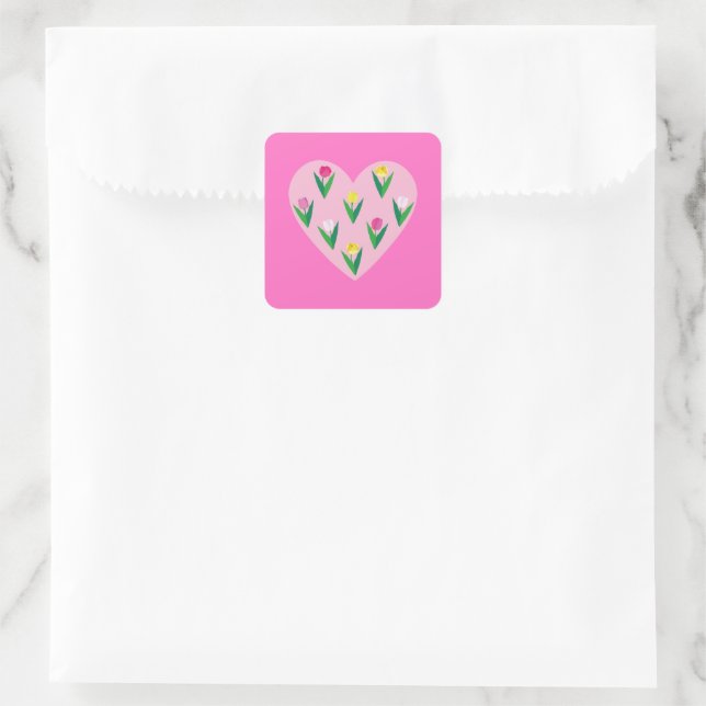 Liebliche Tulpen. Quadratischer Aufkleber (Tasche)
