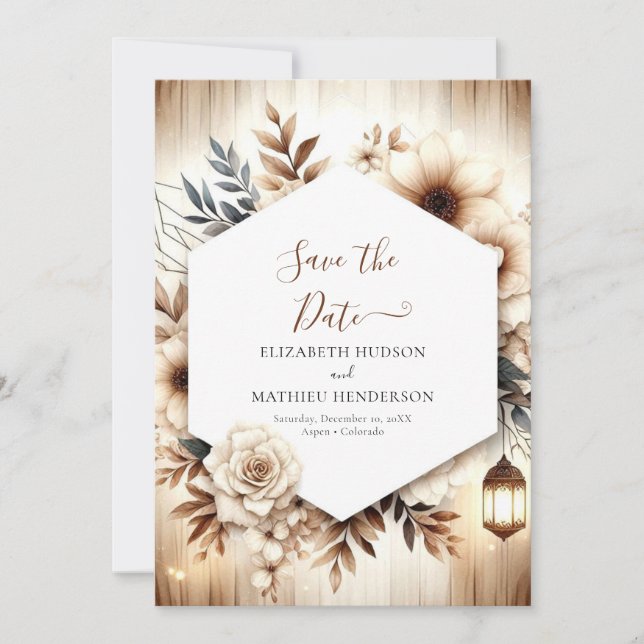 Liebliche Typografie Rustikale Hochzeit Save The Date (Vorderseite)