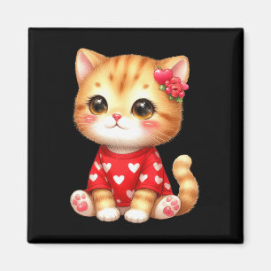 Liebliche Valentine Katze mit Herz Magnet