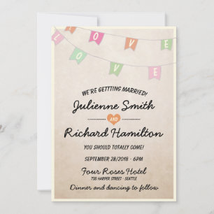 Liebliche Vintage Bannerhochzeit Einladung