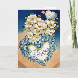 Liebliche Vintage Blume HerzValentinstag-Karte Feiertagskarte