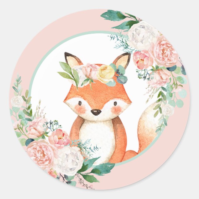 Liebliche Waldtiere - Little Fox Runder Aufkleber (Vorderseite)