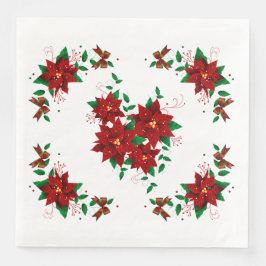 Liebliche Weihnachts-Rote Blume Papier Napkins Serviette