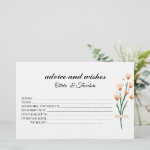Liebliche Wildblume Bridal Ratschläge und Wünsche Briefpapier