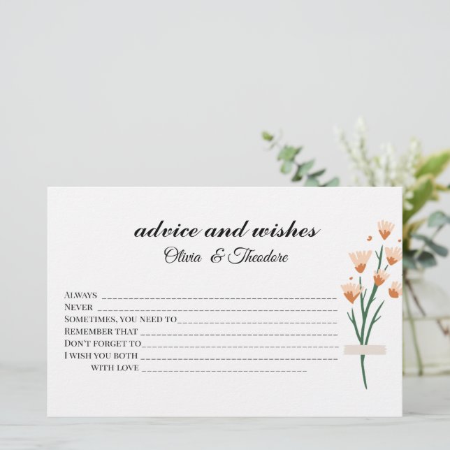 Liebliche Wildblume Bridal Ratschläge und Wünsche  Briefpapier (Stehend Vorderseite)