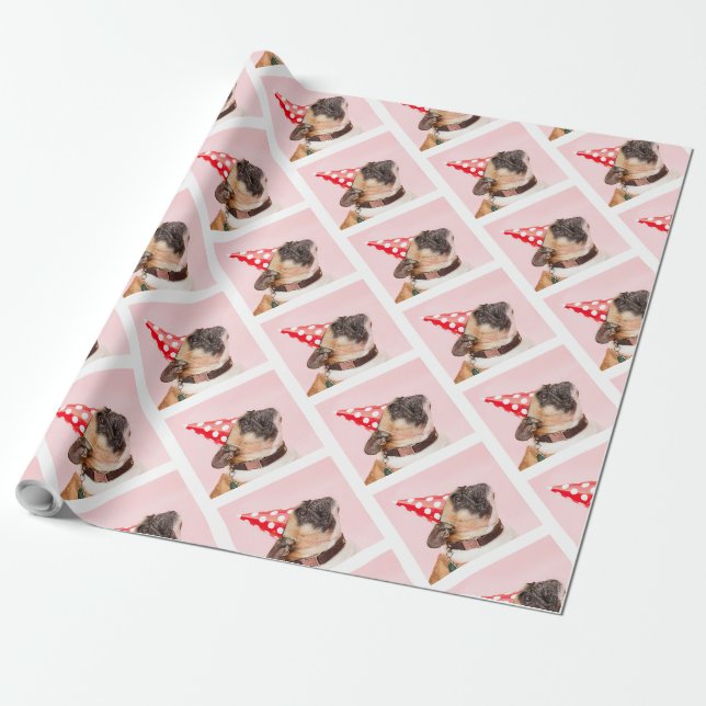 Liebliche Winterferien Pet Lovers Hunde Foto Geschenkpapier (Ungerollt)