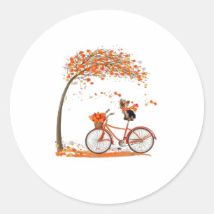 Liebliche Yorkie im Herbst lustiger Hundefahrrad Runder Aufkleber