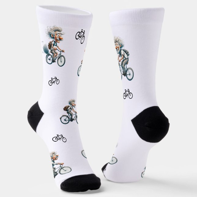 Lieblicher alter Mann auf dem Fahrrad für Radfans Socken (Gewinkelt)