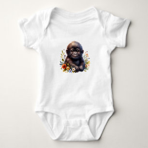Lieblicher Blumendschungelaffe Baby Strampler
