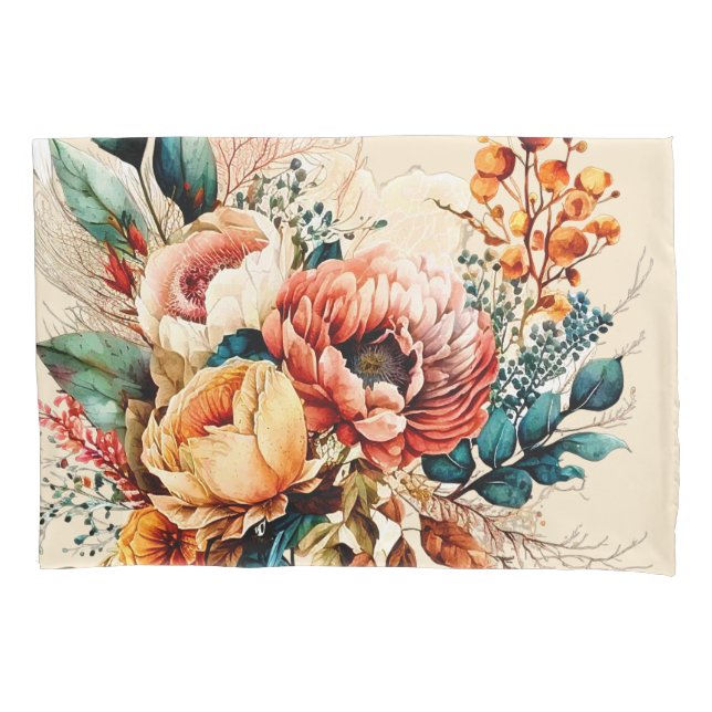 Lieblicher Boho Fall Bouquet Kissenbezug (Vorderseite)