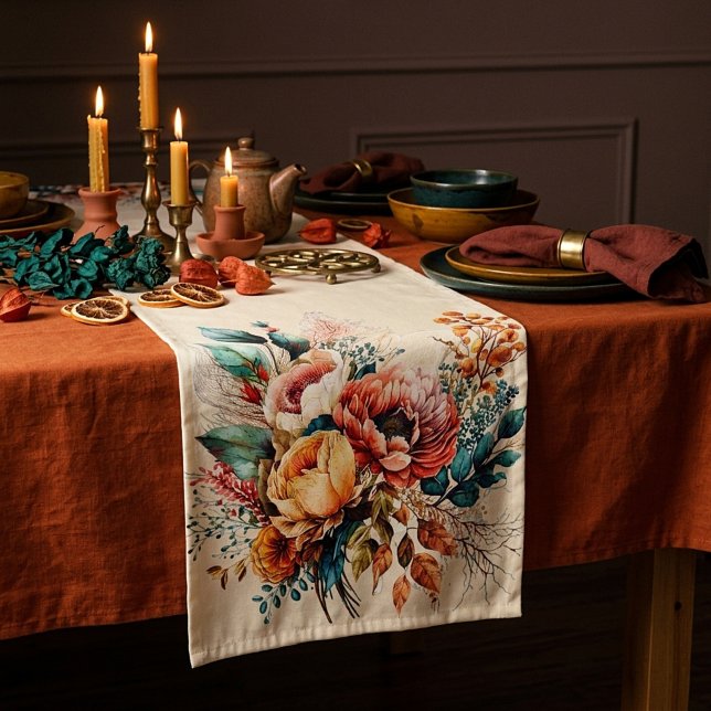 Lieblicher Boho Fall Bouquet Kurzer Tischläufer (Von Creator hochgeladen)